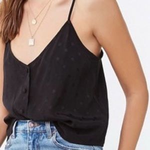 Cropped Polka Dot Button Cami